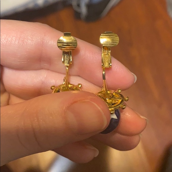Vintage marine time clip on earrings. - Picture 3 of 4